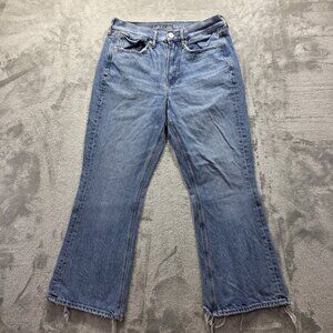 American Eagle Jeans Womens Size 6 S Medium Wash 90's Flare Distressed High Rise